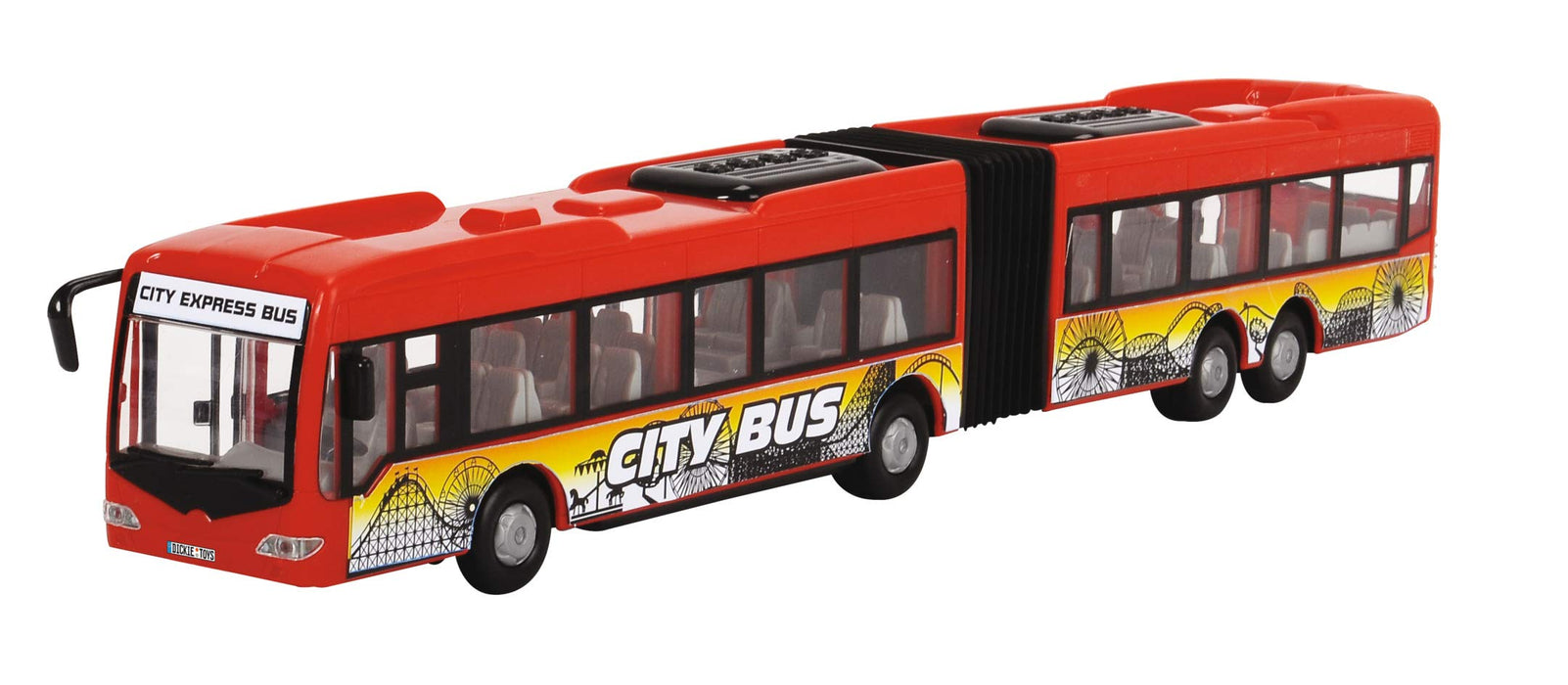 Dickie Toys 203748001 Duży Autobus miejski express, zabawkowy autokar z tarciem, drzwi otwierane, 2 wersje kolorystyczne, wybór koloru losowy czerwony lub niebieski, dla dzieci od 3 lat, 46 cm