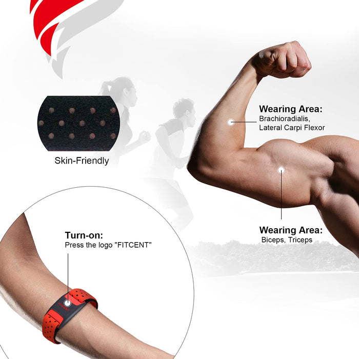 FITCENT Opaska na ramię z czujnikiem tętna, Optyczny czujnik tętna Bluetooth ANT + Wrist, Akumulator Fitness Tracker dla Peloton Strava Zwift Polar Beat DDP Yoga Wahoo Fitness