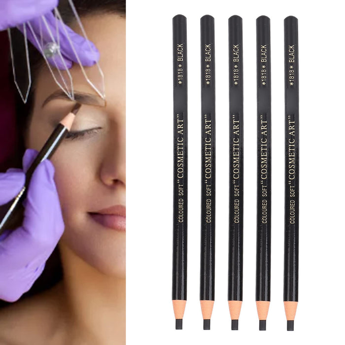 Sonew Zestaw Kolorów do Brwi 5 Sztuk Ołówek do Brwi + 4 w 1 Kaczy Dziób Temperówka do Makijażu Brwi Kosmetyczne Narzędzia do Kształtowania(Czarna kredka do brwi)