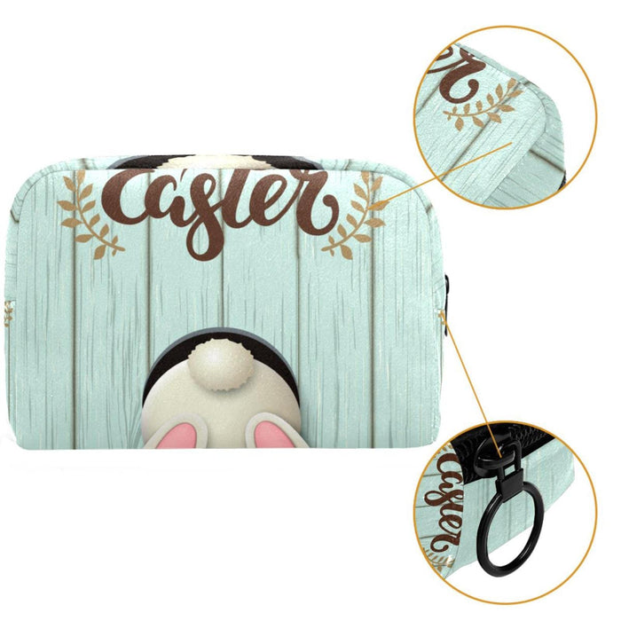 Mała kosmetyczka dla kobiet,kosmetyczka podróżna,kosmetyczka podróżna,Happy Easter Eggs Bunny Tail Druk