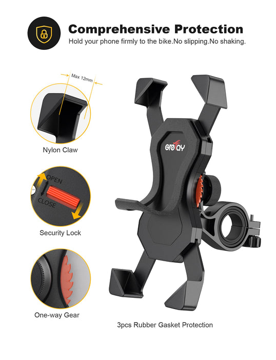 Grefay Uchwyt Telefon Rowerowy Uniwersalny Uchwyt Smartfona Motocykla dla 12 Mini, 12 Pro Max, 11 Pro, Pro Max Xs 8 X 8P 7 7P 6S, Samsung S10 S9 S8