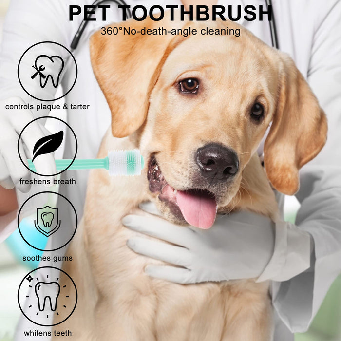 Molain 2 szt. 360 stopni szczoteczka do zębów dla psa, miękkie silikonowe szczoteczki do zębów dla zwierząt domowych z 2 pudełkami, szczoteczka do zębów dla kotów, szczoteczka do zębów dla szczeniaka, zestaw do czyszczenia zębów dla psów kotów mała rasa (