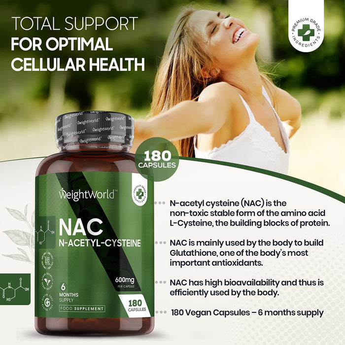 WeightWorld N-Acetyl- Cysteine (NAC) 600mg 180 Capsules