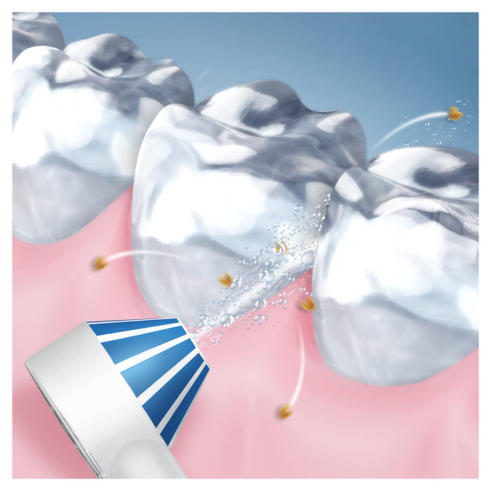 Oral-B AquaCare 6 Pro-Expert bezprzewodowy irygator do delikatnego czyszczenia przestrzeni między zębami, z technologią Oxyjet, 6 trybów, 2 dysze wymienne, biały/szary