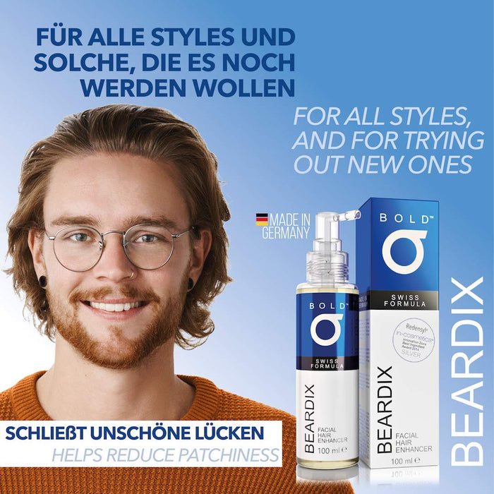 BOLD BEARDIX - Środek do zarostu z redensyl - 100 ml MADE IN GERMANY - dla lepszego wzrostu brody