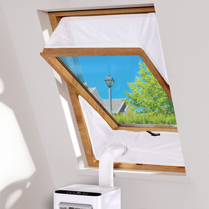 Velux Uszczelnienie do klimatyzatora na okno dachowe, biała i wodoodporna, do przenośnych klimatyzatorów z pojedynczym i podwójnym wężem (270 cm x 2 sztuki)