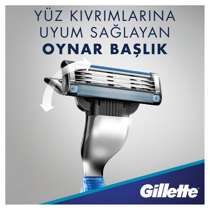 Gillette Mach3 Rączka maszynki do golenia dla mężczyzn + 3 ostrza wymienne, z ostrzami twardszymi niż stal