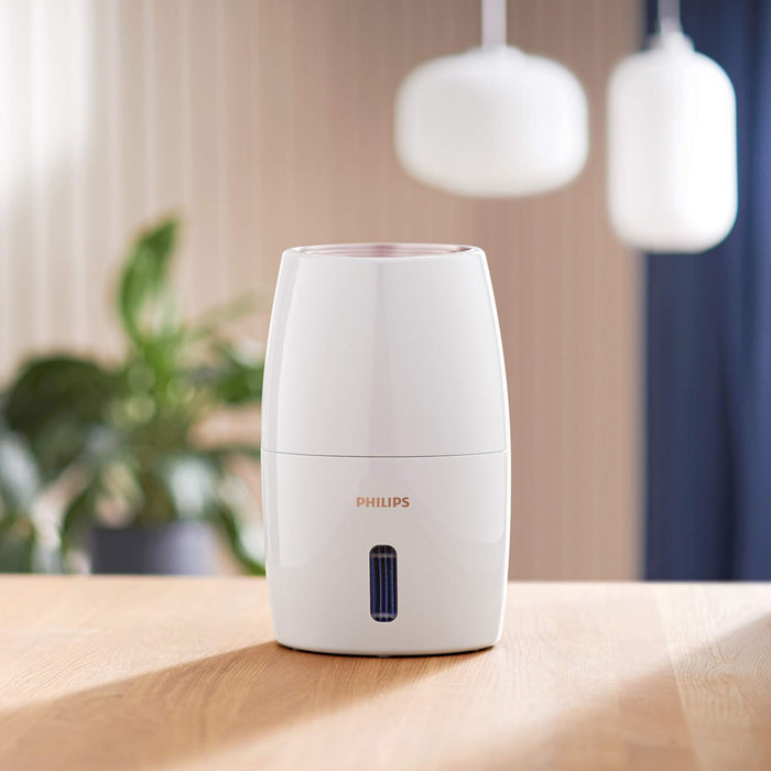 Philips Seria 2000 Nawilżacz Powietrza - Nawilżacz Pomieszczenia do 32 m², Technologia NanoCloud, 3 Prędkości, Tryb Snu, Zbiornik 2l (HU2716/10)
