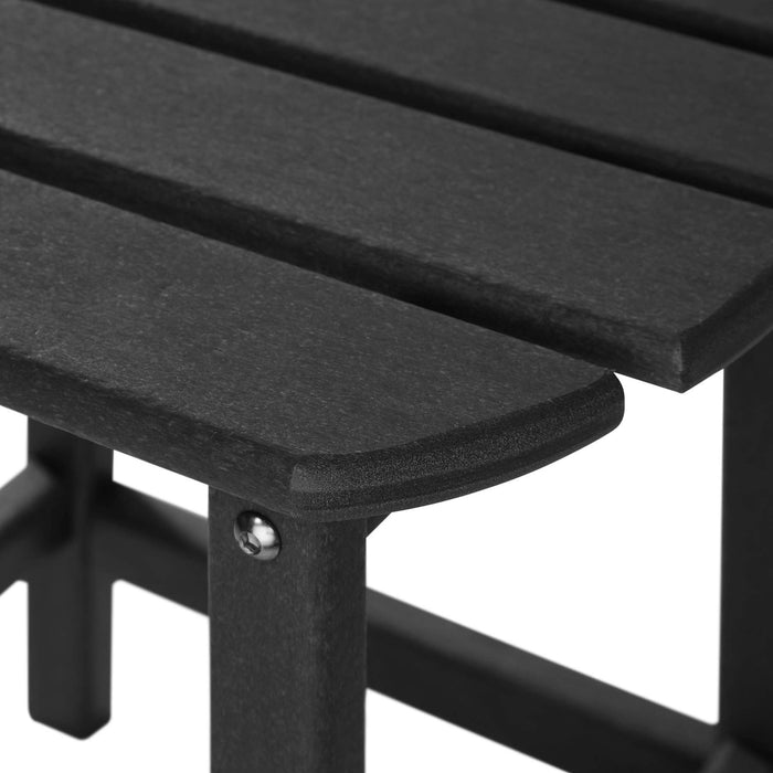 tectake 800908 Adirondack krzesło ogrodowe ze stolikiem, wygląd drewna, fotel ogrodowy z szerokimi podłokietnikami i stołem, do ogrodu, na taras i balkon, odporne na warunki atmosferyczne (czarne)