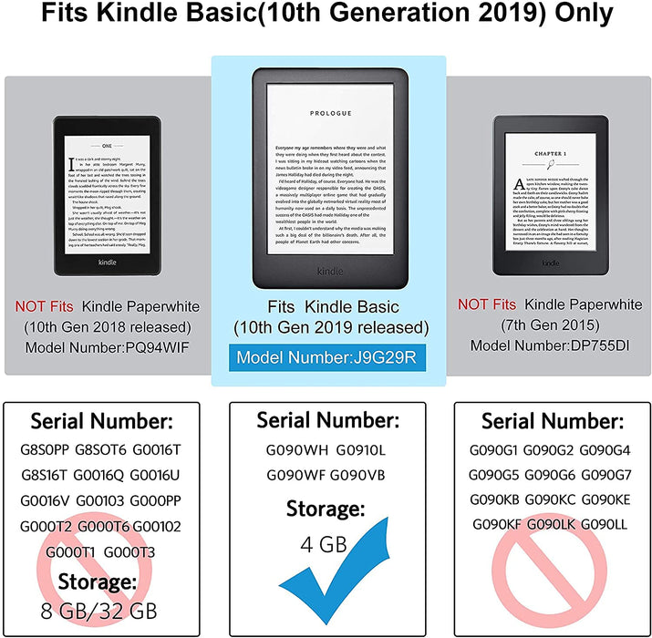 YYS Etui z paskiem na rękę i rysikiem do wszystkich nowych urządzeń Kindle 10. generacji 2019 - trwała skórzana osłona z automatycznym budzeniem/uśpieniem, nadaje się tylko do modelu J9G29R