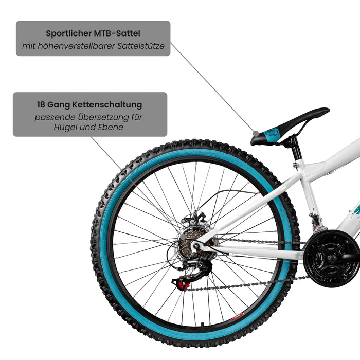 Galano G600 MTB Dirt Bike 26 cali dla dorosłych i młodzieży od 145 cm rower górski z widelcem amortyzowanym, 18-biegowa przerzutka łańcuchowa