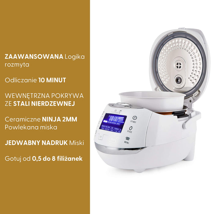 Yum Asia Sakura Rice Cooker z ceramiczną misą i Advanced Fuzzy Logic / 6 funkcji Rice Cook, 6 funkcji Multicook, wyświetlacz LED Motouch (8 filiżanek, 1,5 l) 220-240V EU Power