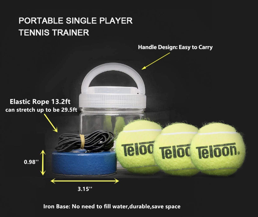 TMB UNIQ trener tenisowy z 3 piłkami tenisowymi – przenośny rebounder tenisowy ze standardowymi kulkami zastępczymi i sznurkiem do tenisa – trwały i przyjazny dla użytkownika trening tenisowy