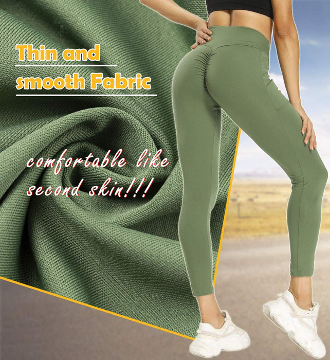 SLIMBELLE® Kobiety Ruched spodnie do jogi wysoka talia spodnie spodnie z kieszeniami push up szorty podnoszenie gorące spodnie na siłownię trening fitness bieganie sport