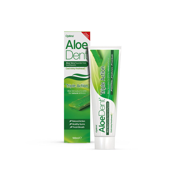 AloeDent Triple Action Aloe Vera pasta do zębów, bez fluoru, 1 opakowanie (1 x 100 ml)