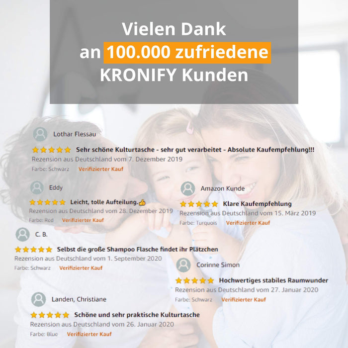 KRONIFY Duża kosmetyczka premium do zawieszenia z lustrem, kosmetyczka dla mężczyzn i kobiet I pojemna kosmetyczka męska z haczykiem I Beauty Case, damska torba na pranie, czarny, XXL, kosmetyczka