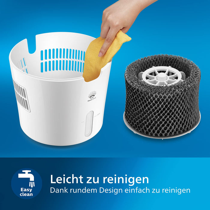 Philips Seria 2000 Nawilżacz Powietrza - Nawilżacz Pomieszczenia do 44 m², Technologia NanoCloud, 2 Prędkości, Tryb Snu, Zbiornik 4l (HU4816/10)