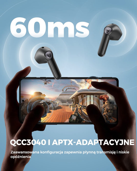 SoundPEATS Air3 Bezprzewodowe Słuchawki Douszne Bluetooth 5.2 z Qualcomm QCC3040, 4 mikrofon i CVC 8.0 z Redukcją Szumów,TrueWireless Mirroring,Wykrywaniem w uchu, Soundpeats App,Trybem Gry
