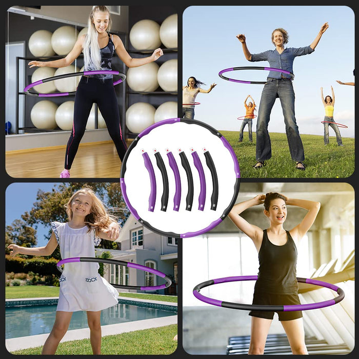 Aiweite Hula Hoop op, hula hop dla dorosłych i dzieci do redukcji wagi i masażu, 6-8-częściowy, zdejmowana obręcz hula hop do fitnessu, treningu, biura lub konturów mięśni brzucha, (1,2 kg)
