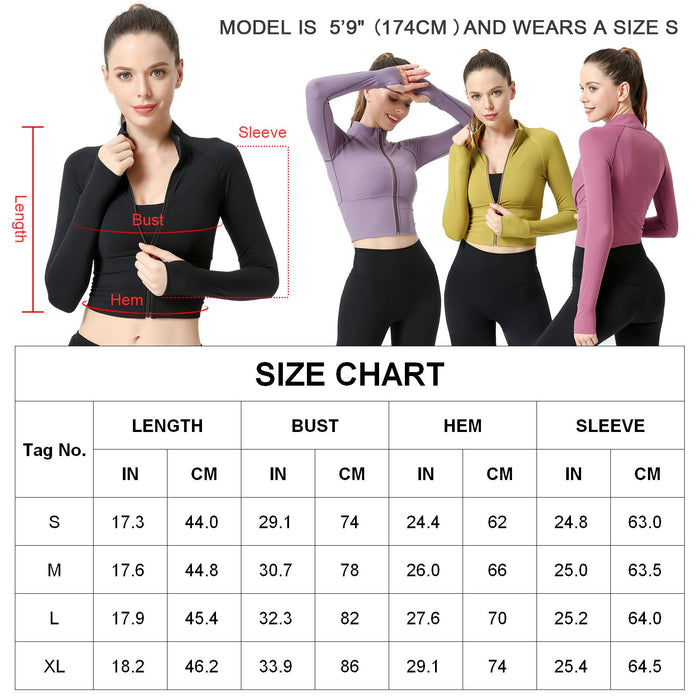 FEOYA damska kurtka sportowa z długim rękawem bluzka damska z wysokim rękawem slim slim kurtka do jogi pilates oddychająca S-XL
