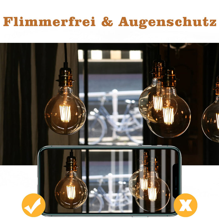 GBLY 2 kawałki LED E27 Żarówka Vintage Lamp - G95 Żarówka Edison 2700K 4W ciepły biały Żarówka Retro Filament żarówka szkło antyczne Lampa energooszczędna dla domu Hotel Cafe Bar