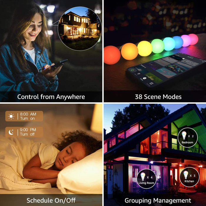 Lepro Inteligentna żarówka, WiFi, E27, WiFi, 9 W, 806 lm, inteligentne lampy przyciemniane, 2700 – 6500 K, sterowanie aplikacją kompatybilne z Alexa Echo, Google Home, 1 opakowanie