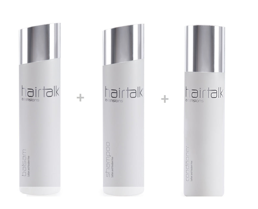 HAIRTALK Arcos zestaw do pielęgnacji szampon 250 ml + balsam 250 ml + odżywka 200 ml do przedłużek, przedłużek włosów, przedłużania włosów