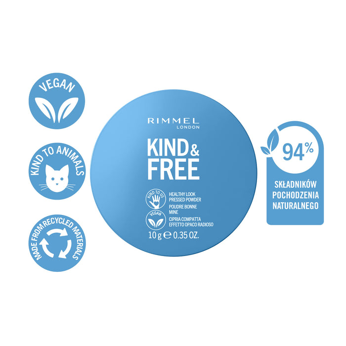 Rimmel KIND&FREE - wegański puder prasowany nr 10 Transparentny, 10g