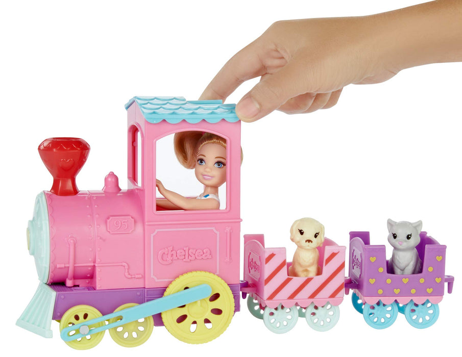 Barbie FRL86 rodzinny pociąg Chelsea Choo z lalką, kolorowe, akcesoria do zabawy, wiele