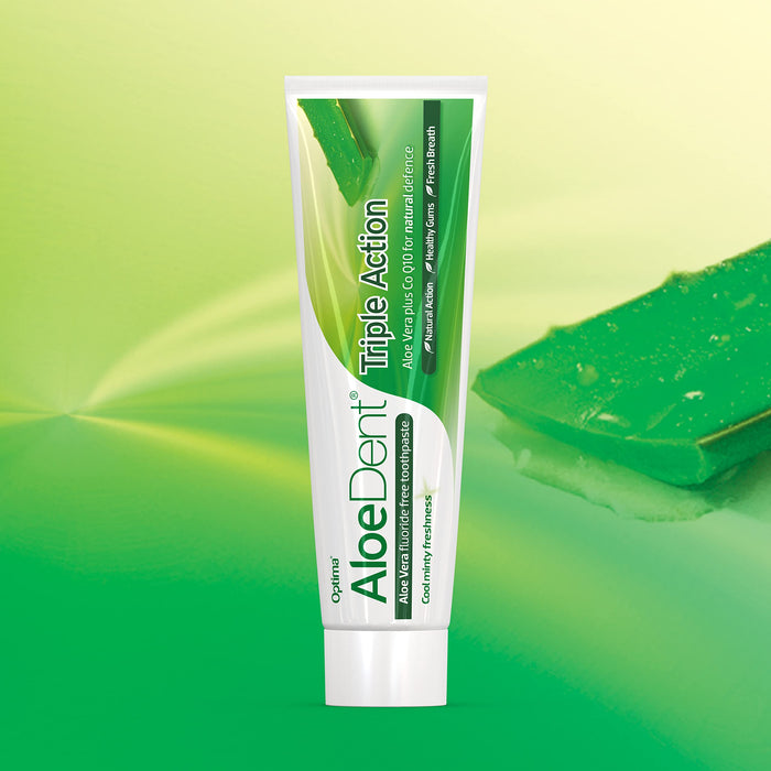 AloeDent Triple Action Aloe Vera pasta do zębów, bez fluoru, 1 opakowanie (1 x 100 ml)