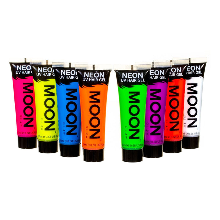 Moon Glow - Neonowy żel do włosów UV – zestaw 20 ml z 8 produktami – zrób sobie świecące kolce.