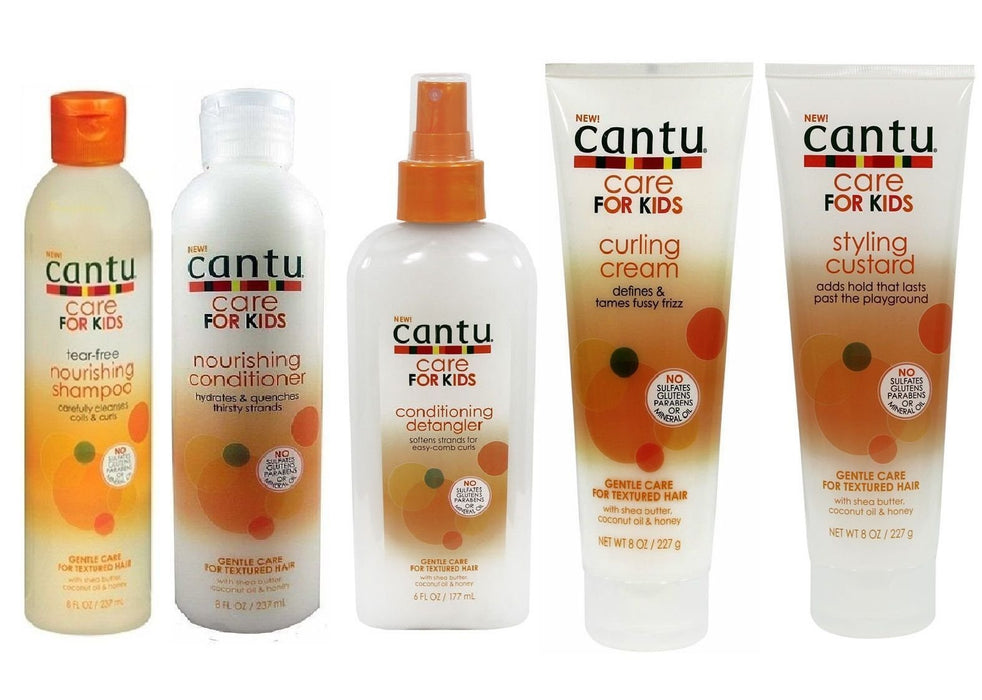 Cantu Care For kids Delikatny szampon pielęgnacyjny+odżywka+rozczesująca+krem do kręcenia i miseczki zestaw 5 sztuk