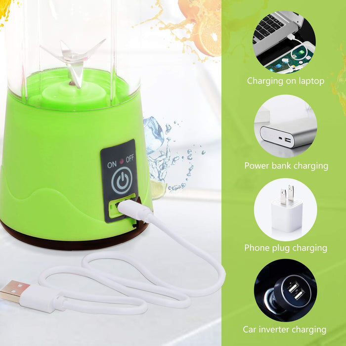 Meyall przenośny blender do smoothies owocowy lód, ładowanie USB osobisty rozmiar mini elektryczna sokowirówka kubek mieszacz do żywności z butelką 380 ml 6 ostrzami do domu kuchni biura na świeżym powietrzu sporty podróż (zielony)