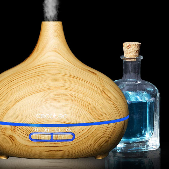 Cecotec Pure Aroma nawilżacz ultradźwiękowy, 150-300 ml, z timerem, 7 kolorów LED, funkcja aromaterapii, ultramiękki 300 ml drewna