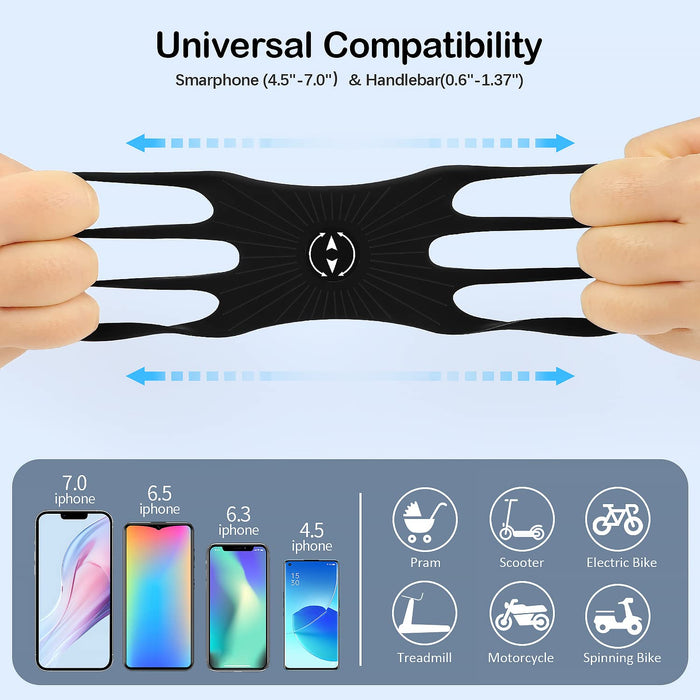 Rouclo Uniwersalny uchwyt na telefon komórkowy, rower lub motocykl, obracany o 360°, zdejmowany uchwyt rowerowy, stabilny uchwyt do smartfona o przekątnej 4,5-7,0 cala