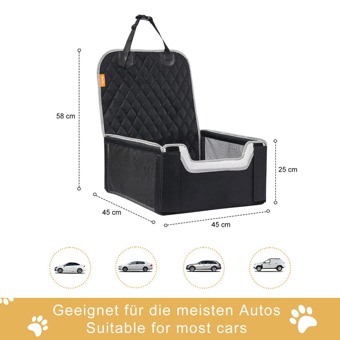 Toozey Fotelik samochodowy dla małych średnich psów, wodoodporny, wygodny, oddychający, składany fotelik samochodowy dla psa - wysokiej jakości i stabilności fotelik samochodowy dla psa na przednie tylne siedzenie, 45*45*25cm, czarny