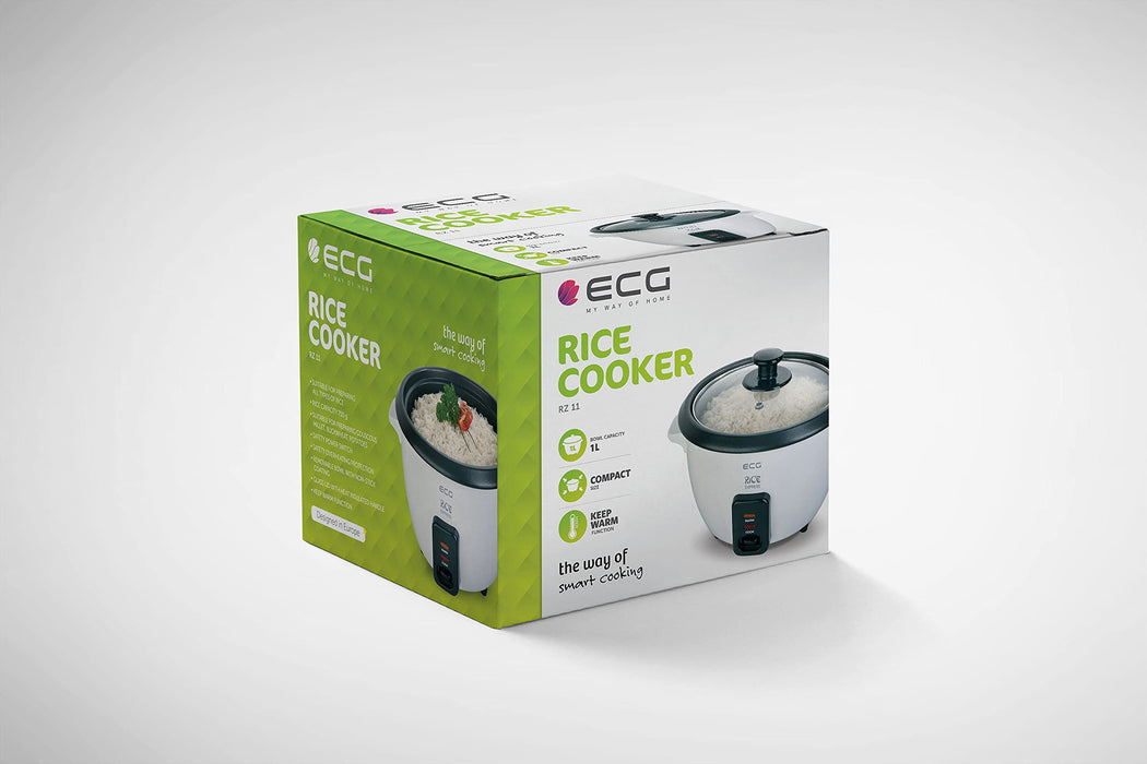 ECG RZ11 szybkowar do ryżu, 1 l, do wszystkich rodzajów ryżu, 400 W, funkcja utrzymania ciepła
