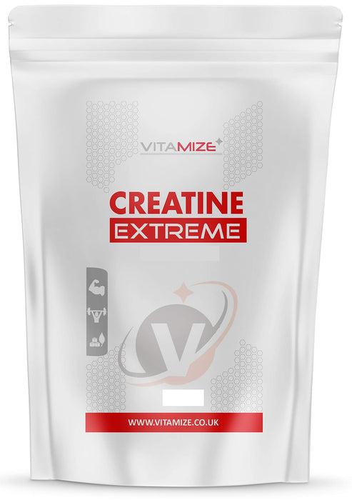 Vitamize Creatine Extreme Powder 500 g – czysty trójkreatynowy malat | suplement przed treningiem | wsparcie mięśni lean | wzmacniacz wydajności | wegański | worek wielokrotnego zamykania