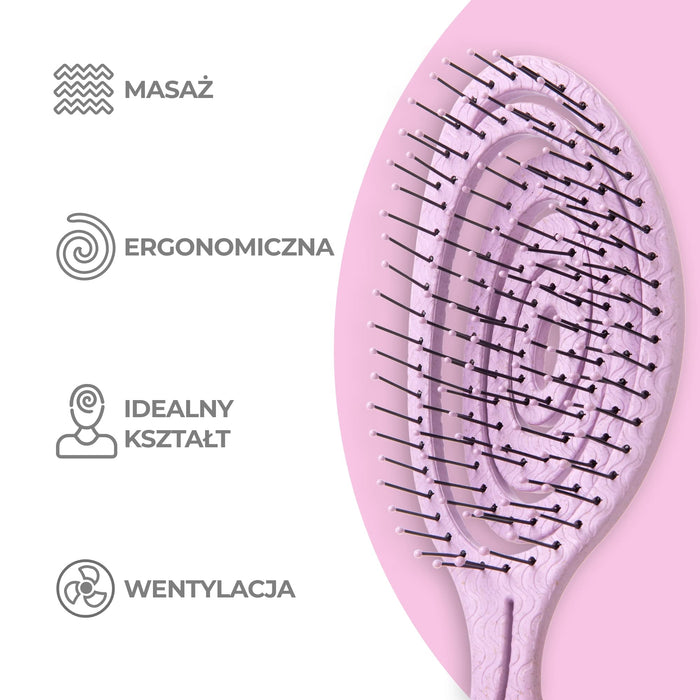 Ninabella Bio szczotka do rozczesywania włosów bez szarpania dla kobiet, mężczyzn i dzieci, szczotka do loków i długich włosów, jedyna w swoim rodzaju profesjonalna szczotka do rozplątywania ze spiralną sprężyną, kolor różowy
