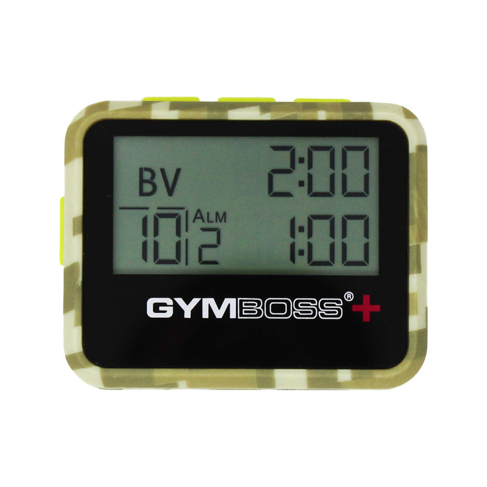 Gymboss Plus timer interwałowy i stoper (kamuflaż/żółty)