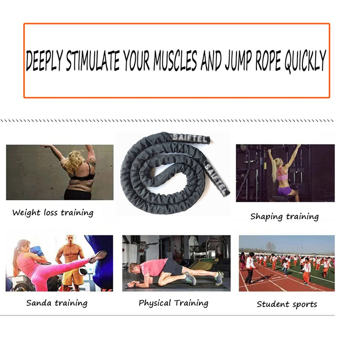 LKZL Ciężka skakanka, Ø 25 mm Battle Jump Rope dla mężczyzn kobiet trening całego ciała trening siłowy poprawa budowania siły mięśni (rozmiar: 2,8 m)