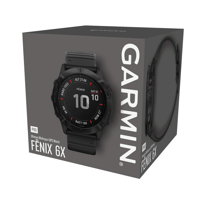 Garmin Fenix 6X PRO smartwatch GPS-Multisport z pomiarem tętna na nadgarstku. Długi czas pracy baterii. Duży wyświetlacz. Wodoszczelny. (Certyfikowany i po generalnym przeglądzie), czarny