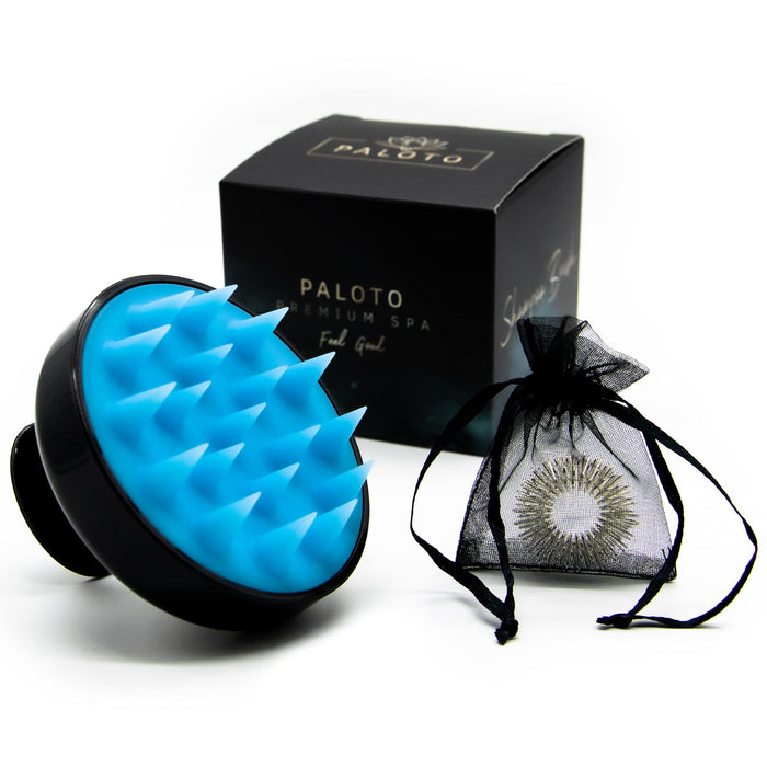 PALOTO® [Oryginalny] Szczotka do szamponu premium – silikonowa szczotka do masażu głowy do ręcznego masażu skóry głowy – gratis pierścień do masażu palców – stymuluje wzrost włosów, działa przeciwko łupieżowi
