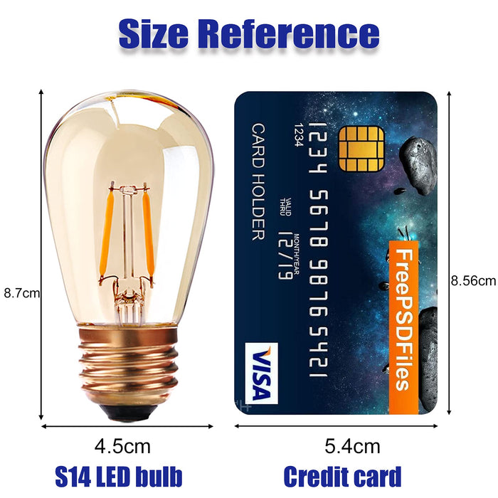 Lampy zewnętrzne, Genixgreen E27 żarówka LED ze śrubą Edisona, 1 W S14 ST45 LED żarnik zamiennik żarówki do łańcucha świetlnego, ciepła biel 2200 K, bursztynowe szkło odpowiada żarówce żarowej 10 W, nie można ściemniać, 6 sztuk