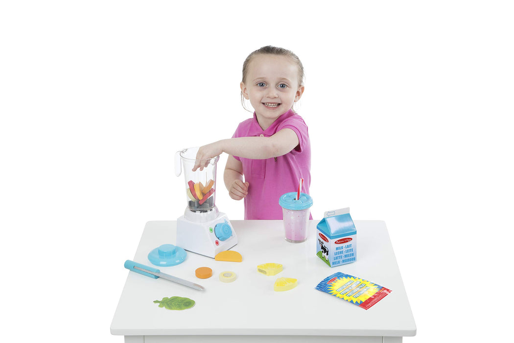 Melissa & Doug – zestaw z blenderem do koktajli | zabawa imaginacyjna | zabawkowe jedzenie | 3+ | prezent dla chłopca lub dziewczynki