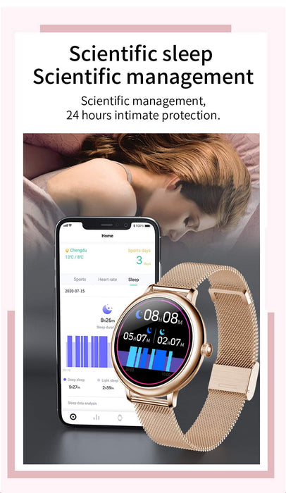 Fitness Tracker zegarek dla kobiet – wodoszczelny IP67 sportowy zegarek z pulsometrem, ciśnieniem krwi, snu, licznikiem kalorii, krokomierzem, przypomnieniem SMS dla iOS Android (złoty)