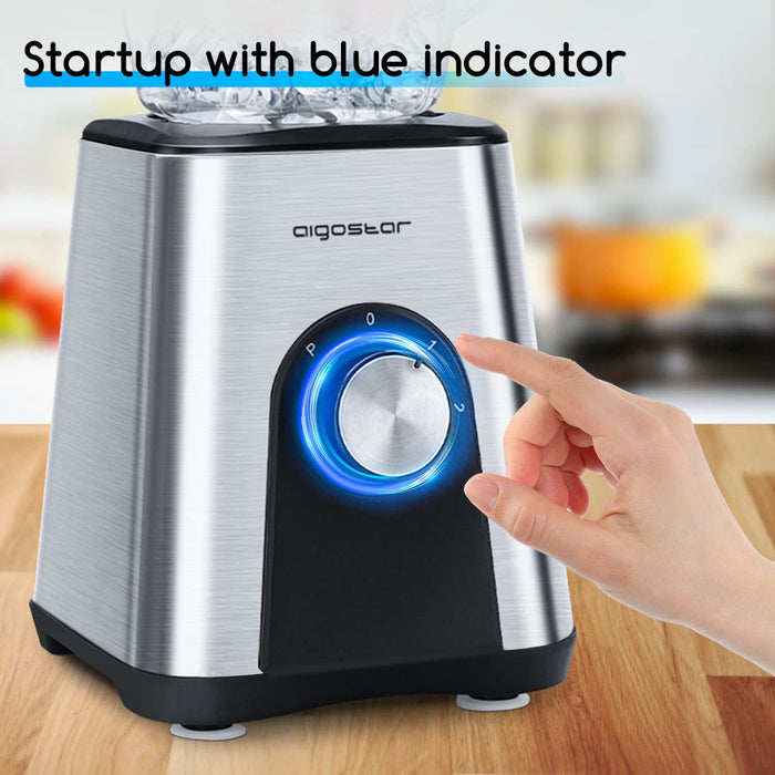 Aigostar Archer 30RKN - Blender o mocy 1200W i pojemności 1,8 litra, szklany dzbanek, 6 ostrzy ze stali nierdzewnej typu 304, wolny od BPA