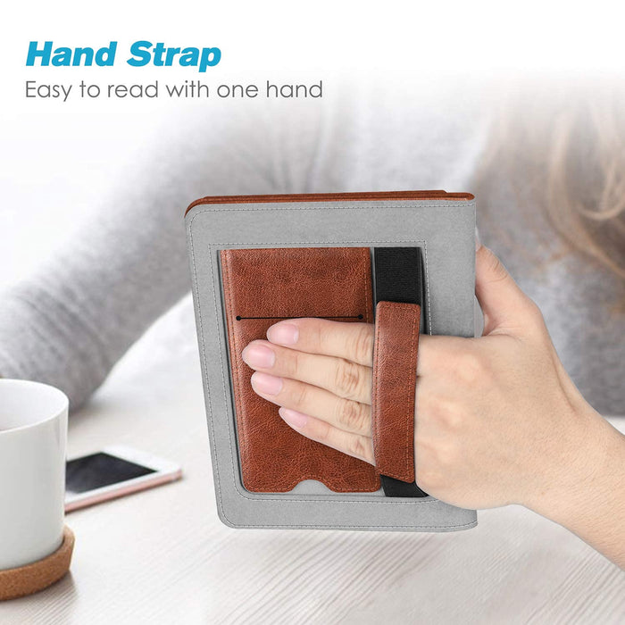 Fintie Etui kompatybilne z Kindle Paperwhite (10. generacji – 2018 / wszystkie generacje) – etui ochronne z przegródką na karty, szlufką na rękę i funkcją automatycznego uśpienia/budzenia w stylu vintage brązowe