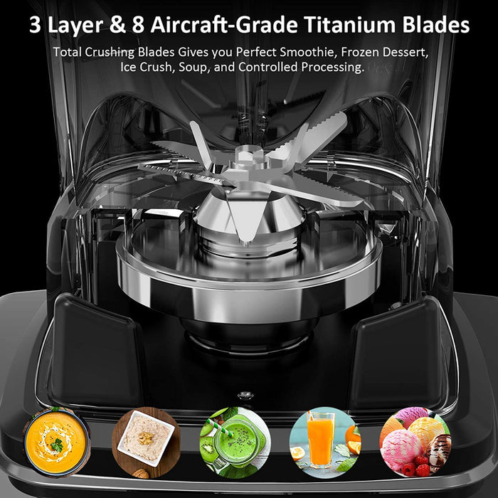 Mikser Blender o Mocy 2000 W, Wysokowydajny Blender, Mikser Stojący do Smoothie, Lodów, Deserów, zup, 33.000 obr/min, Pojemnik 2L Tritan bez BPA, 4 Wstępnie Ustawione Programy, 8 Prędkości, Stal Nierdzewna