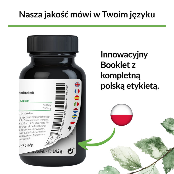 OPC z ekstraktu z pestek winogron - 240 kapsułek na 8 miesięcy - przebadane laboratoryjnie OPC z europejskich winogron